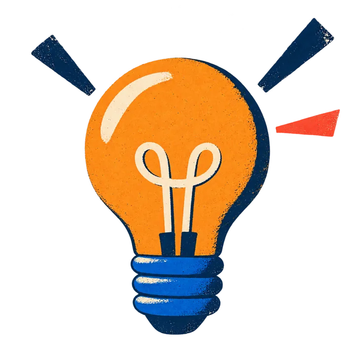 A glowing light bulb